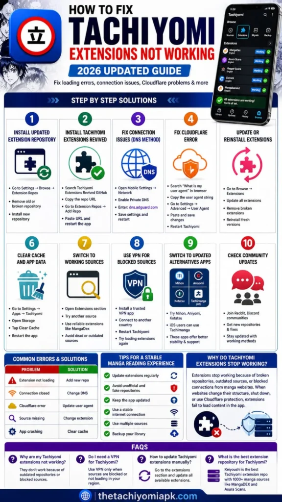 Infographic How to fix Tachiyomi extensions not working