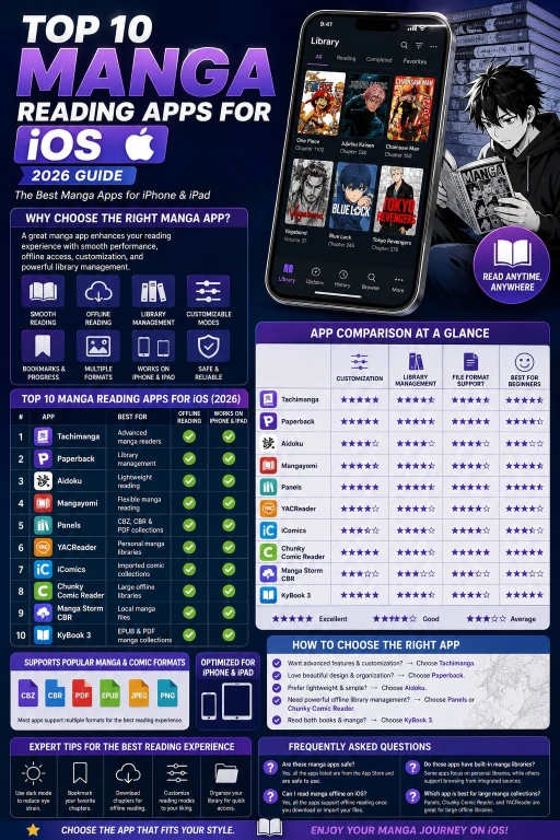 Best Manga Apps for iOS Infographic