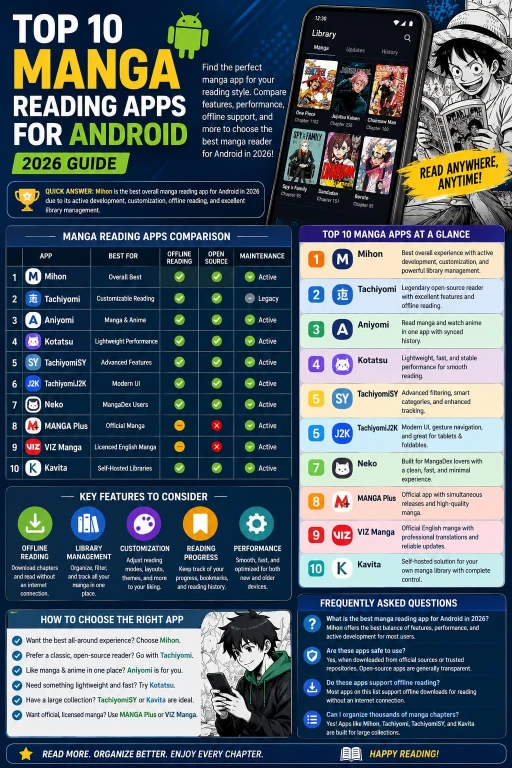Infographic Top 10 Manga Reading Apps for Android